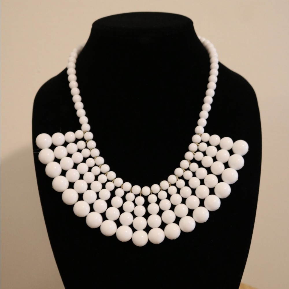 J.Crew White Beaded Statement Necklace